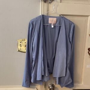 Hutch Women's Dusty Blue Open-Front Draped Blazer